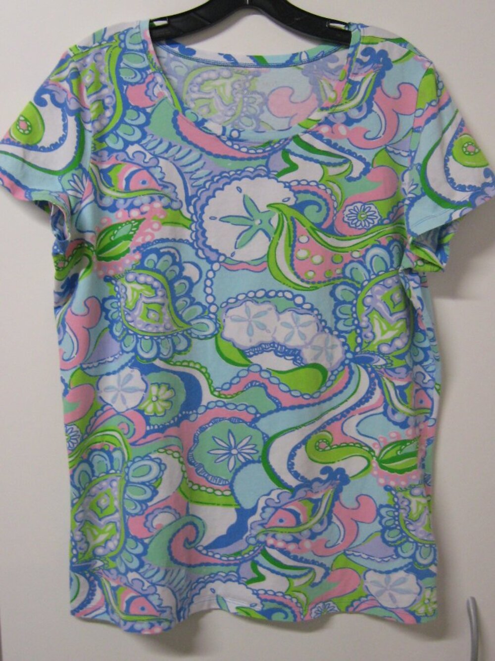 Lilly Pulitzer Karrie Top Conch Republic Paisley Short Sleeve Size M